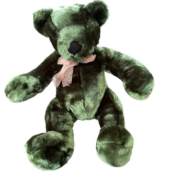 Green Bear Plush TC Dawson by Fiesta Sassy Stuffed Toy Dark Green Toy - Picture 1 of 16